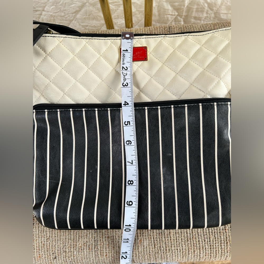 L by Betsey Jhonson Elegant White and Black Striped Women's Bag - Picture 10 of 10